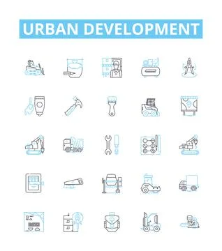 Urban development vector line icons set. Urban, Development, Cities Stock Illustration