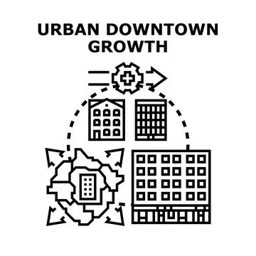 Urban downtown growth development vector concept Stock Illustration