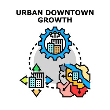 Urban downtown growth vector icon concept Stock Illustration