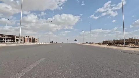 Urban Drive Through Active City District Roads New Cairo Showing Buildings Stock Footage 329655340