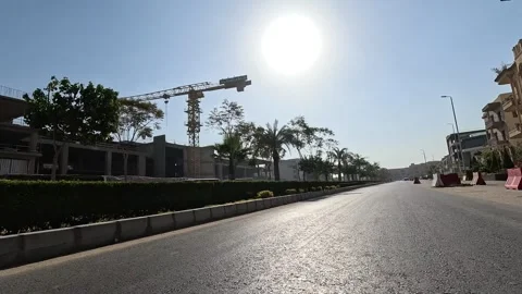 Urban Drive Through Active City Residential Streets New Cairo Showing Buildings Stock Footage 329801480