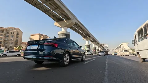 Urban Drive Through Active Streets New Cairo Showing Buildings Traffic Vehicles Stock Footage 329804322