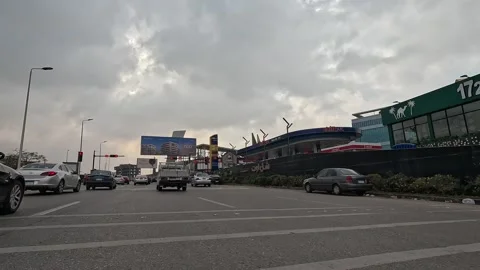 Urban Drive Through Broad City District Roads New Cairo Showing Buildings Stock Footage 330107553