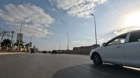 Urban Drive Through Dynamic City Residential Streets New Cairo Showing Buildings Stock Footage 329726132