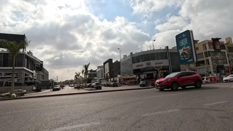 Urban Drive Through Dynamic City Residential Streets New Cairo Showing Buildings Stock Footage 330114696