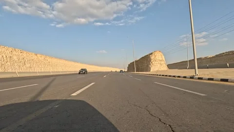 Urban Drive Through Dynamic Residential Roads New Cairo Showing Buildings Stock Footage 329748613