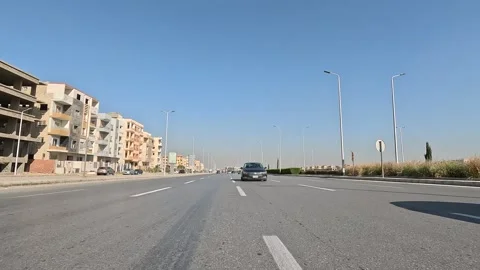 Urban Drive Through Spacious City District Roads New Cairo Showing Buildings Stock Footage 329814669