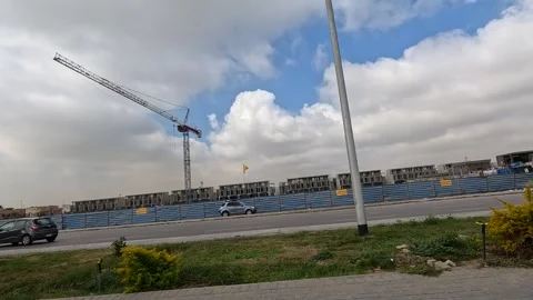 Urban Drive Through Spacious Residential Roads New Cairo Showing Buildings Stock-Footage 330098532