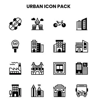 Urban DuoTone Vector Icons Pack Stock Illustration