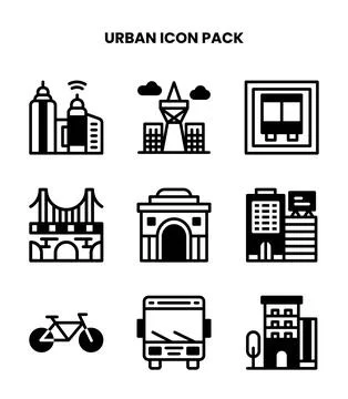 Urban DuoTone Vector Icons Pack Stock Illustration
