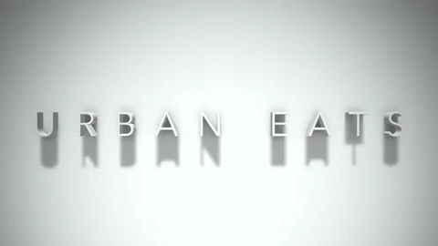 Urban Eats 3D title animation with shadows on a white background Stock Footage 296613348