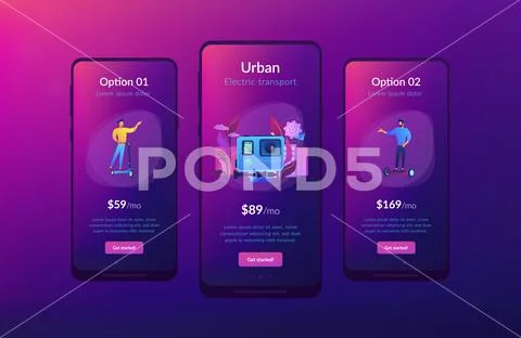 Urban electric transport app interface template. Stock Illustration