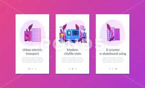 Urban electric transport app interface template. Stock Illustration