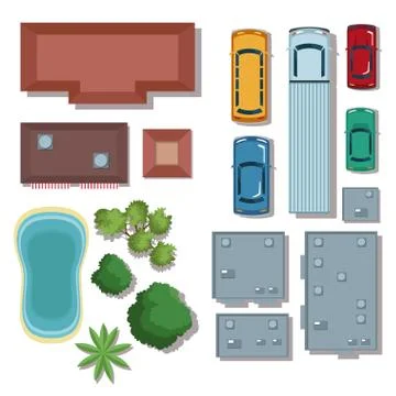 Urban elements top view Stock Illustration