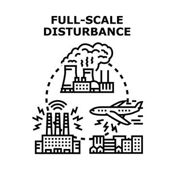 Urban environment experiencing full scale disturbance and pollution イラスト素材
