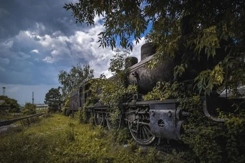 Urban Eploration Lost Train  in Fallout Look Stock Photos