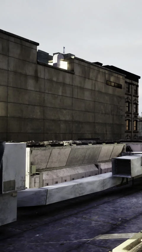 Urban exploration reveals intriguing architectural details in a gray setting Stock Footage 342440032