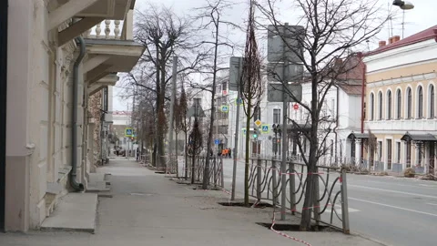 Urban faces without people during the coronavirus pandemic Stock Footage 141156148