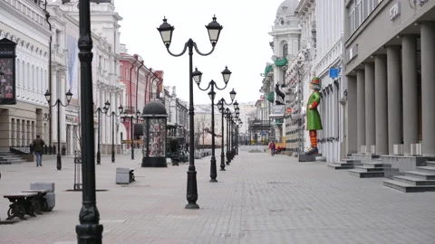 Urban faces without people during the coronavirus pandemic Stock Footage 141157260