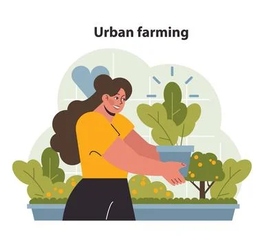 Urban farming concept. Flat vector illustration Stock Illustration