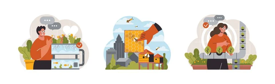 Urban Farming set. Flat vector illustration Illustrazione stock