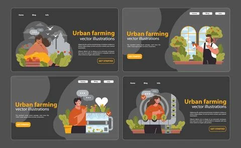 Urban farming set. Flat vector illustration. Stock Illustration