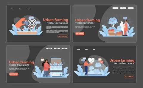 Urban farming set. Flat vector illustration Stock Illustration