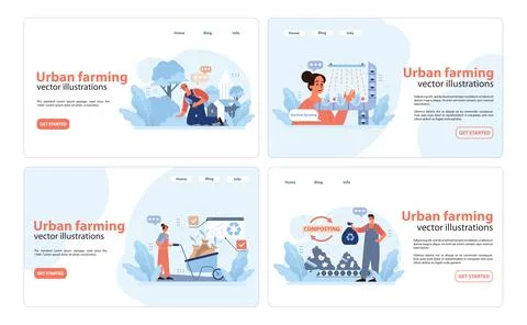 Urban farming set. Flat vector illustration Stock Illustration