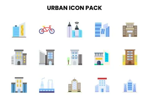 Urban Flat Bundle Icons Pack Ilustración de archivo