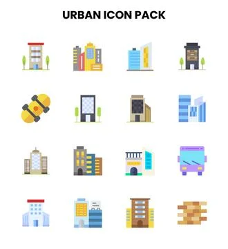 Urban Flat Graphics Icons Pack Ilustración de archivo