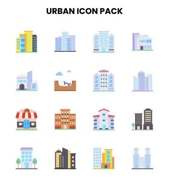 Urban Flat Graphics Icons Pack Ilustración de archivo