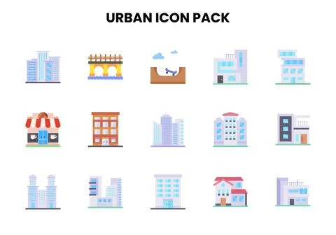 Urban Flat Scalable Icons Pack Stock Illustration