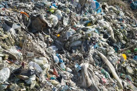 Urban garbage dump close-up Stock Photos