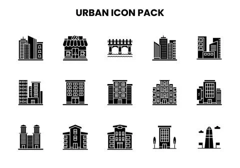 Urban Glyph Scalable Icons Pack Ilustración de archivo