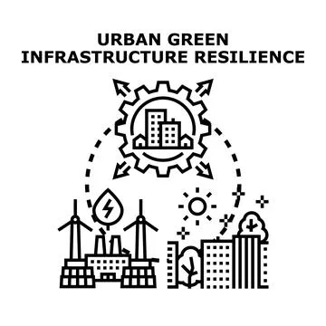 Urban green resilience infrastructure developing sustainable city Ilustración de archivo