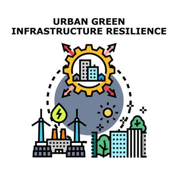 Urban green resilience infrastructure developing sustainable city Ilustración de archivo