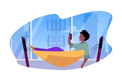 Urban hammock relaxation vector scene Stock Illustration
