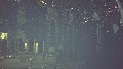 Urban hanging formations over void evoke powerful atmosphere and suspense Stock Footage 341594636