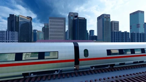 Urban high-speed train running Stock Footage 172138817