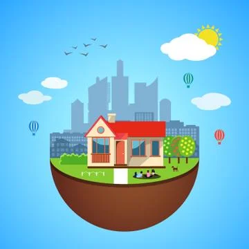 Urban home earth concept. Vector illustration Stock Illustration
