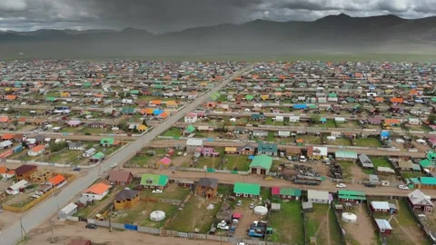 Urban housing districts in Mongolia - Settlement Pattern and Travel Destination Stock Footage 339714376