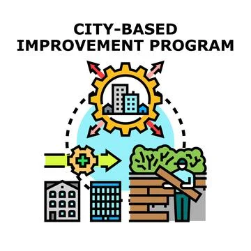Urban improvement program for development and progress Stock Illustration