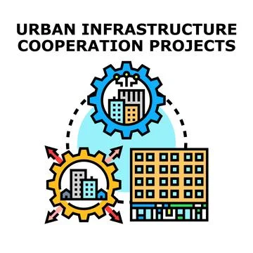 Urban infrastructure cooperation ongoing projects development 库存插图