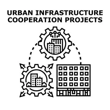 Urban infrastructure cooperation ongoing projects development 库存插图
