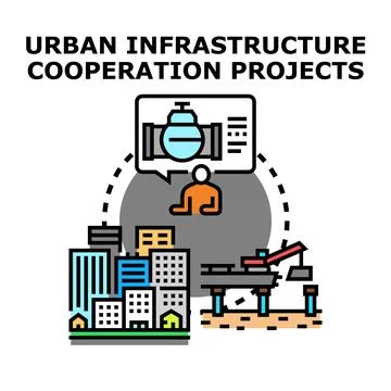 Urban infrastructure cooperation projects concept illustration Stock Illustration