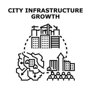 Urban infrastructure developing for population growth and city planning Ilustración de archivo