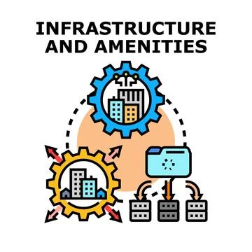 Urban infrastructure development and amenity services concept Stock Illustration