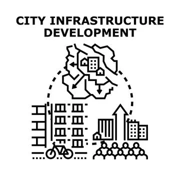 Urban infrastructure development planning and community growth 库存插图