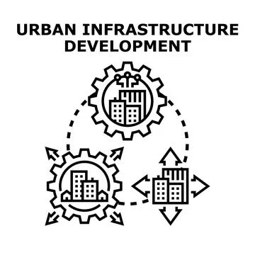 Urban infrastructure development planning and growth concept Stock Illustration