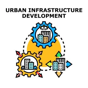Urban infrastructure development planning and growth concept Stock Illustration